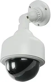 BW Outdoor Indoor Fake Imitation IR CCTV Blinking Red LED Flashing Light Surveillance Security Mini Speed Dummy Dome Camera with Warning Sticker- White