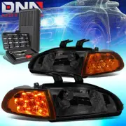FOR 1992-1995 HONDA CIVIC LED TURN SIGNAL HEADLIGHT HEAD LAMP+TOOLS SMOKED/CLEAR (for: Honda Civic)