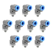 Elbow Push to Connect Air Fittings 6mm Tube OD X M5 Male Thread Grey 10Pcs