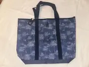 NWT Johnnie-O Blue/Indigo Palm Print Zip Tote Bag