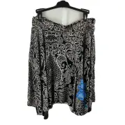 New NWT Women's Desigual Sharkbite Hem Skirt Black Beige Flower Large L