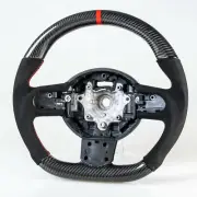 Flat Bottom Carbon Suede Red Steering Wheel For Mini R55 R56 R57 R58 R59 R60 R61 (for: Mini)