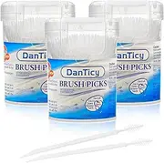 [DanTicy] Brushpicks Interdental Toothpicks,Soft Bristle Dental Floss Picks Toothpicks,Helps Removes Plaque and Debris Between Your Teeth 900PCS (Pack of 3)