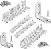 CJESLNA Corner Brace Bracket for Furniture - Universal Metal Connector, Stainless Steel Support Fastener With Screws, Small Right Angle Bracket for Table Chair (L Corner 40Pcs)