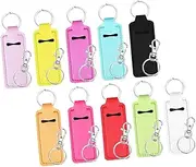 [DEARMAMY] 10sets Lipstick Holder Keychain Lip Balm Protector Keychain Multi Lipstick Sleeves Portable Design for to Attach to Bags for Lip Gloss and Perfume