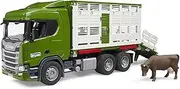 bruder 03548 Scania Super 560R Animal Transporter Truck with 1 Cattle 1:16 Vehicles, Trucks, Livestock Trailer, Toy from 4 Years
