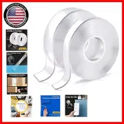 Heavy Duty Double-Sided Adhesive Tape - 20FT Clear Nano Gel Strips (2 Rolls)