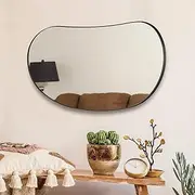 [Viviendo] Irregular Wall Mirror, 65 x 110cm, Large Pebble Mirror, Asymmetrical Designed Modern Mirror, for Bathroom Bedroom Living Room Entryway, Waterproof Decorative Frameless Mirror