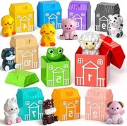 JUKUDAHU Farm Animals Toy Set for Kids 1 2 3 4 Years Old - Matched Game with 10 Barns, Counting, Color Sorting, Sensory Preschool Learning for Toddlers 1-3, Birthday Baby Boys Girls Ages 12-18 Months