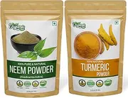 Organic Zing Bundle of : Turmeric Powder - 115 g / 4 oz & Neem Powder - 227 g / 8 Oz