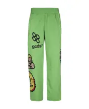 Plush motif-print wide-leg track pants XS,M Green