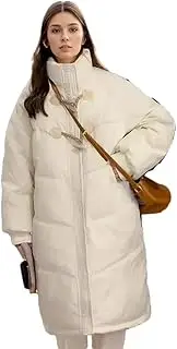 [Generic] Women's Long Cotton Jacket High Collar Hooded Horn Button Parkas Coats Casual Jacket