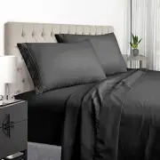 Luxury King Bed Sheets Set- Super Soft King-Deep Pocket up to18 inch Black
