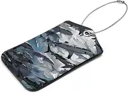 [KQNZT] Luggage Tags, 2 Pack Personalized Luggage Tags for Suitcases, Leather Luggage Tags, Travel Tags for Luggage, Unique Luggage Tags, Marine Animal Shark Swarm