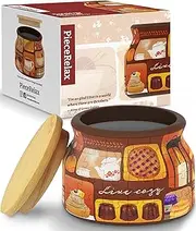 PieceRelax 3D Puzzle Jar 64 Plastic Pieces for Adults - Live Cozy - Wooden Lid Container for Kitchen Dining Study Living Room No Glue Requied Small [BC1021]