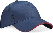 [Beechfield] Unisex Ultimate 5 Panel Contrast Baseball Cap With Sandwich Peak/Headwear (UK Size: One Size) (French Navy/Classic Red)
