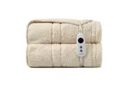 Dreamaker Reversible Sherpa & Coral Fleece Heated Throw Cream 180 x 200cm