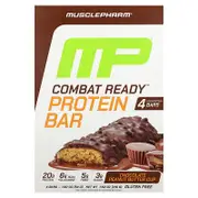 MusclePharm, Combat Ready™ Protein Bar, Chocolate Peanut Butter Cup, 4 Bars, 1.9 oz (54 g) Each