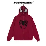 【K-2】蜘蛛人 漫威 電影 角色 超帥 角色扮演 外套 拉鍊 口袋設計 蜘蛛 網狀 簍空【DC8140】