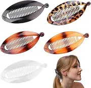 Pack of 5 Banana Clips, Retro Fishtail Hair Clips, French Banana Clips, Ponytail Holder, Suitable for Long Hair, Curly or Straight Hair, Banana Clip Hair Clips