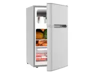 Advwin 90L Bar Fridge, Mini Fridge Freezer Double Doors Independent Temperature Control Portable Bar Home Office Commercial Refrigerator, Silver