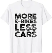 [X.Style] More E-Bikes Less Cars Bicycle Mountainbike Cyclist Ebike ds1478 T-Shirt (S) White