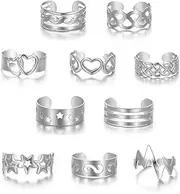 [KONPJE] 12PCS Toe Rings for Women 14K Gold/Silver Plated Adjustable Toe Ring Set Open Heart Arrow Infinity Rings Beach Foot Jewelry for Summer