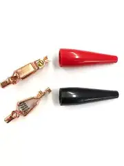 Set of 2 Mueller BU-50C 20A Copper Needle Clips, Red & Black Insulators 010010