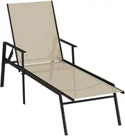 Camping Sunloungers Reclining Patio ChairsSun Lounger Steel and Fabric Cream