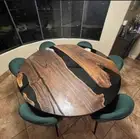 Custom Order Walnut Round Epoxy Table, Living Room Resin Table, Dining Epoxy Top
