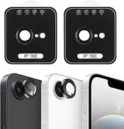 2 Pcs Camera Lens Protector for iPhone 16e, Tempered Glass 8-layer Protection to Prevent Breakage, Anti-Scratch Nano Adsorption Bonding & High Definition and High transparency (Black)