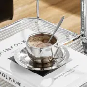 Stainless Steel Coffee Cup Set Double Wall Insulated Coffee Mug + Saucer + Spoon