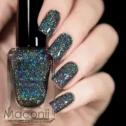 F.U.N Lacquer Snow In The Rainbow Night - Black Holo Glitter Flakies Nail Polish