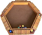 Shut Box Game, Wooden Shutter Box, Foldable Math Toy | Portable 6-Player Edition with Smooth Dice Rolling Area, Educational Pub Board Activity for Children Adults Classroom Family Night or Enter