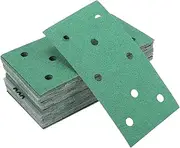 X AUTOHAUX Sandpaper Hook & Loop Sanding Sheets 7.09Inch x 3.74Inch Green 50 Pcs P60 Rectangular Flocking 8 Hole Efficient Grinding and Polishing