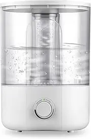 Sccaty 4L Air Humidifier, Cool Mist Humidifier, One Body Visible Water Tank, Adjustable 360 Degree Knob, Add Water Above, Auto Shut Off, Essential Oil Aroma Diffuser, Less Noise, Humidify for Any Room