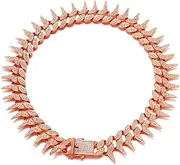 Bling Diamond Chain Dog Cat Collar, Gold Cuban Link Dog Collar for Small Medium Large Dogs(Rose Gold,16inch (40cm))