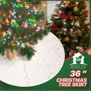 Christmas Tree Skirt Gold Stars Pattern Velvet Mat Xmas Tree Home Décor 36 Inch