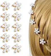 [Qianyu] Pack of 10 Mini Flower Beads Hair Clips Small Hair Clips Decorative Hair Accessories Metal Clips for Party Women Girls Birthday Party Weddings