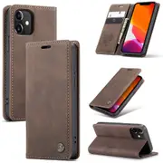 CaseMe iPhone 12 Classic PU Leather Folio Case Cover Apple iPhone12 [Coffee]