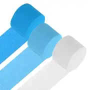 3Roll 1.8"x72FT Crepe Paper Streamers Decorations Blue/Light Blue/White