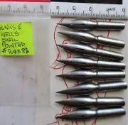 8 RARE VINTAGE HINKS & WELLS SHELL POINTED #2438EF DIP PEN NIBS+LETTER+DRAW-MORE