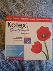 Kotex Security Tampons - Regular Absorbency 1 Box 36 Count. Sealed. Plastic