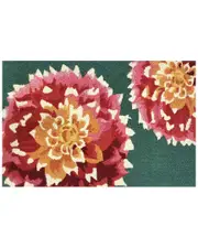The Rug Market Heirloom Dahlia Indoor/Outdoor Doormat 24"x39" Green