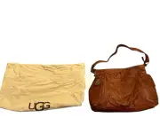 Purse Shoulder Messenger Bag UGG Leather Satchel Hobo Brown NWT