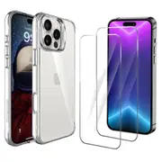 iCoverLover For iPhone 16 Pro Max Case + 2X Glass Screen Protector Clear