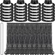Landical 120 Pcs Black Bead Necklace and 24 Pcs Party Hats, Mardi Gras Accessories 32" Party Necklace and Hats for Adults, Throw Beads Bulk for Parade Event Party Halloween Pirate Supplies Decoration