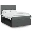 Box Spring Bed Queen Dark Grey Mattress LED Lights Adjustable Headboard 4868