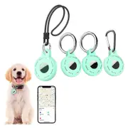 4pcs Airtag Holder Silicone Protective Case Shockproof Holder Key Chain Accessories for Keys Dog Collar-Green