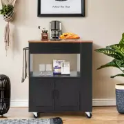 Costway Rolling Kitchen Serving Trolley with 3 Spice Racks for Kitchen-Black